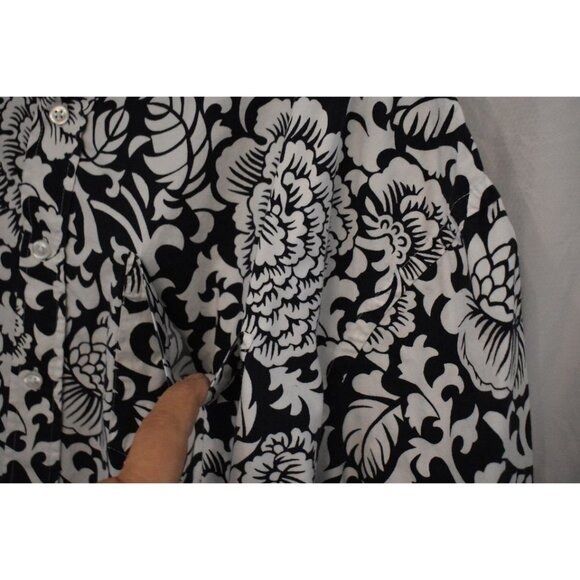 Men's AMZN Essentials Navy Blue and White Hawaiian Print Shirt Size 4XL - Picture 2 of 7